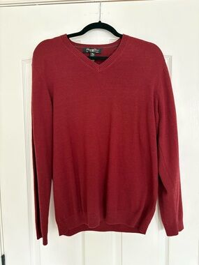 Pronto Uomo Men's V-Neck Sweater in Wine Red